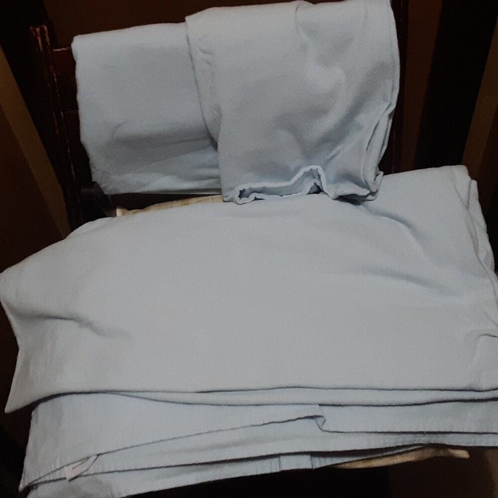 Peacock Alley Light Blue KING Flannel Sheet Set